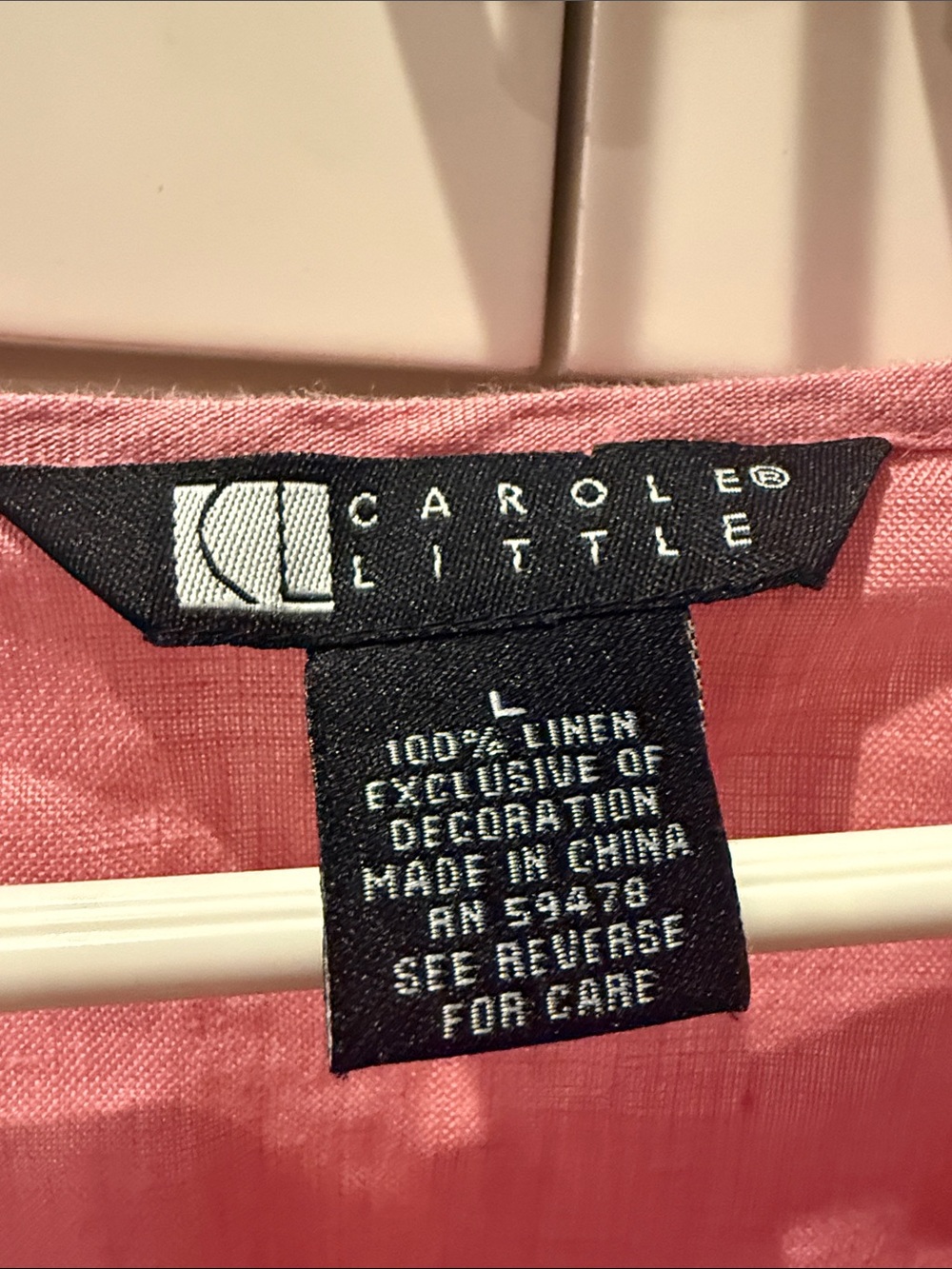 Carole Little Pink Linen Tie-Front Blouse large - Picture 3 of 4